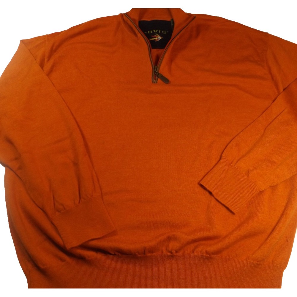 ORVIS  Mens Burnt Orange 100% Merino Wool Quarter Zip Sweater XXL - Picture 2 of 9